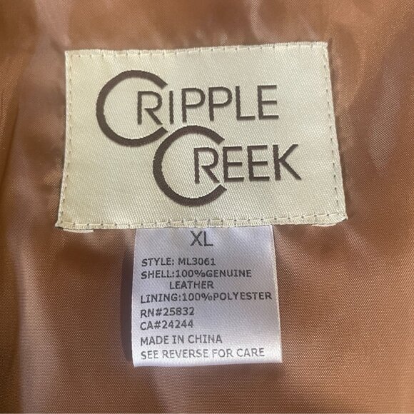 Cripple Creek Suede Leather Vest Western Cowboy Rodeo Ranch Wear Festival XL Tan - Picture 3 of 9